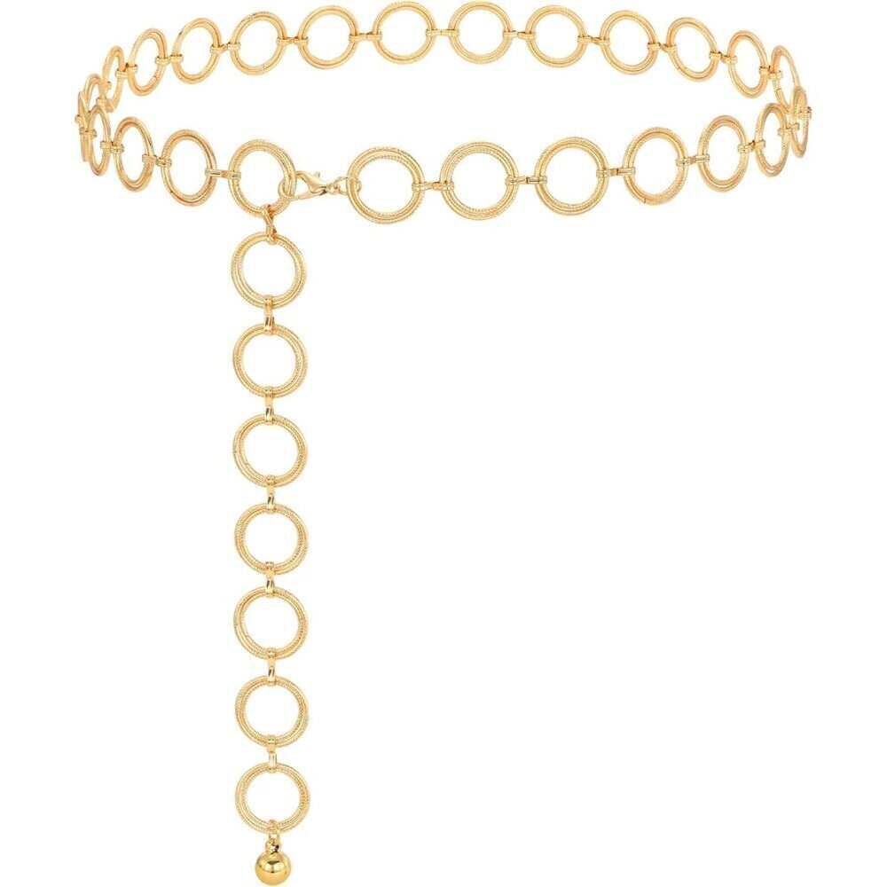 Women Metal Chain Waist Belt Adjustable Gold Silver Fashion Accessory